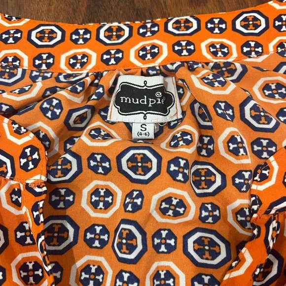🧡💙Mudpie Orange Patterned Women's Dress - Picture 3 of 8